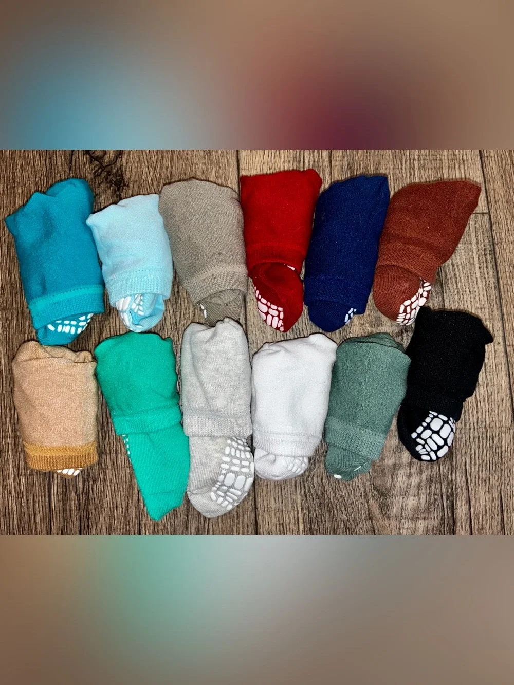 Amazon Kids Assorted Grip Crew Socks - Teal, Light Blue, Gray, Red, Navy & More